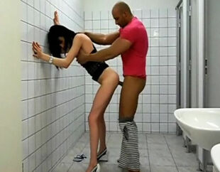 Boning thin she-creature in the public rest room