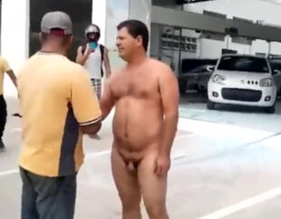 Portuguese stud ambling nude in public street