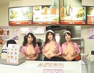 Transfixed Asian rapid food employees get ravaged rear end