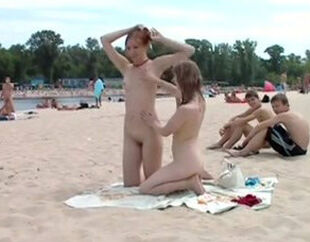 2 teen college ladies nudists on the beach, Kiev, Ukraine,